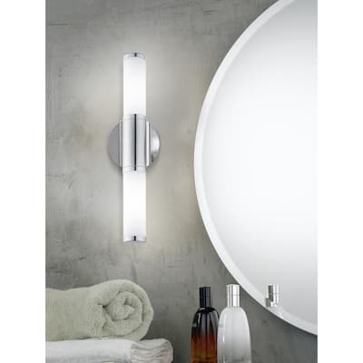 Eglo Palmera 2-light Chrome LED Wall Sconce with Opal Glass