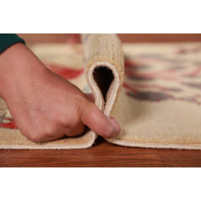 Animals Pictorial Kazak Oriental Foyer Rug Hand-Knotted Wool Carpet - 2'0"x 3'0"