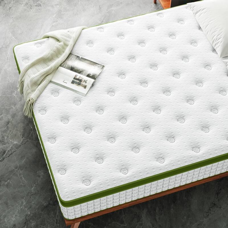 Roomfitters 12 Inch Queen/Full/King Hybrid Mattress, Gel Memory Foam & Pocket Spring Bed for Pressure Relief,Green