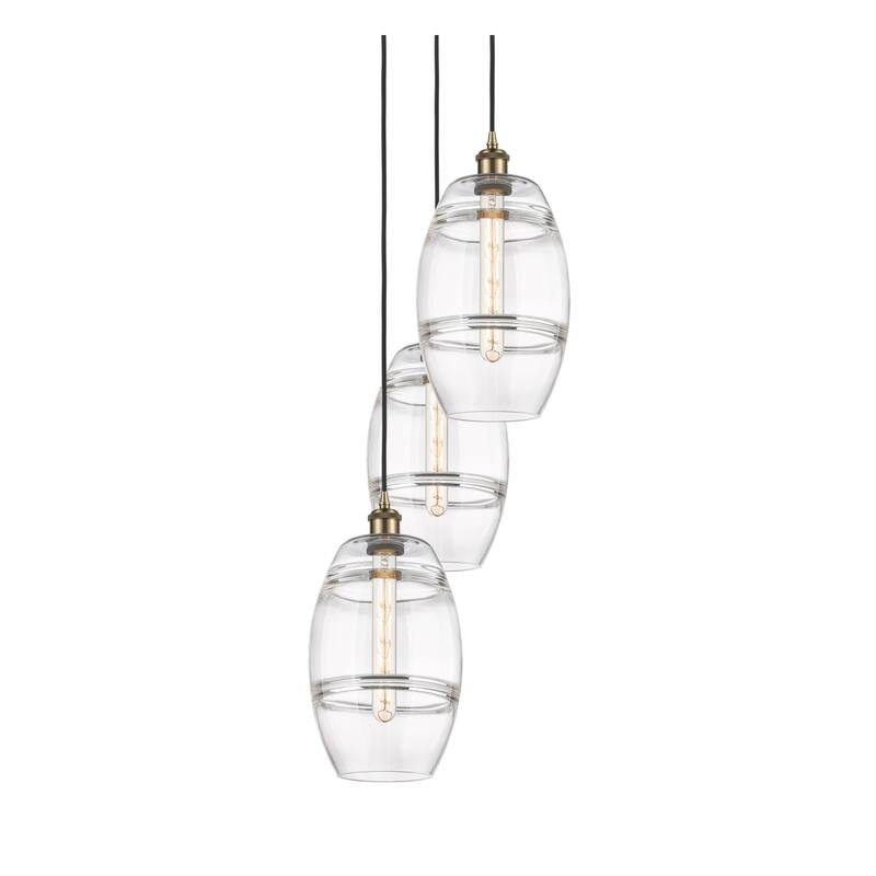 Innovations Lighting 113B-3P-30-15 Vaz Pendant Vaz 3 Light 15" Wide - Antique Brass / Clear