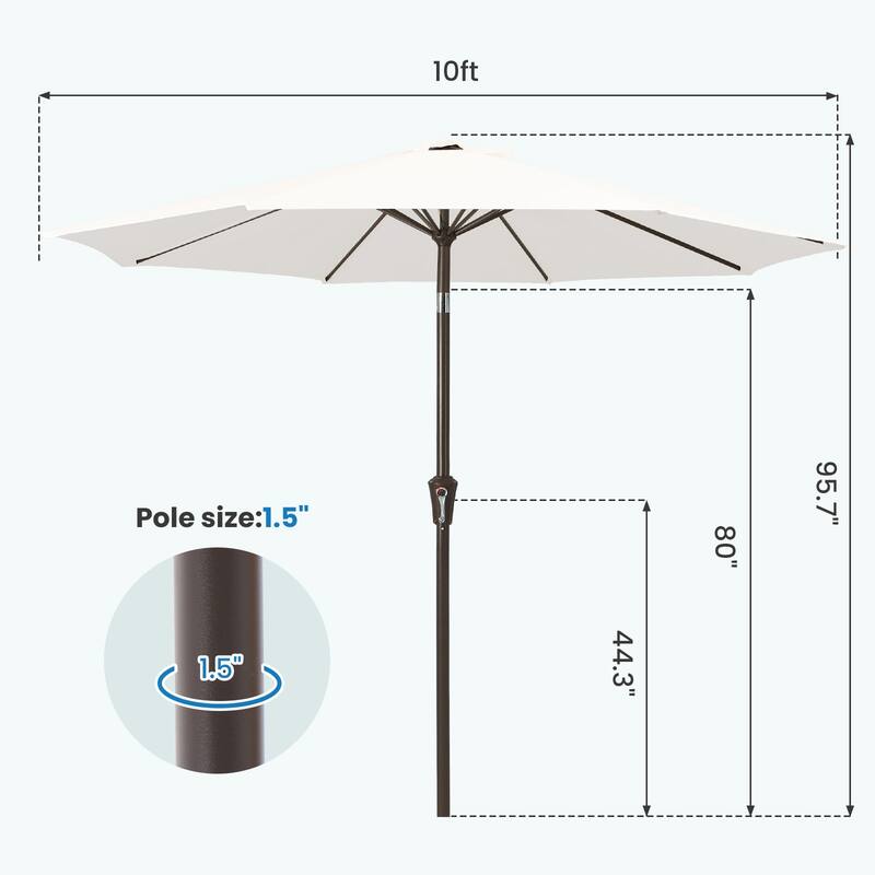 10ft Patio Market Umbrella with Crank & Tilt,UV-Risistant