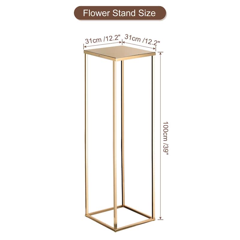 Wedding Flower Stand Vase Column, Metal Flower Rack 10Pcs - Gold Tone - 31*31*100cm