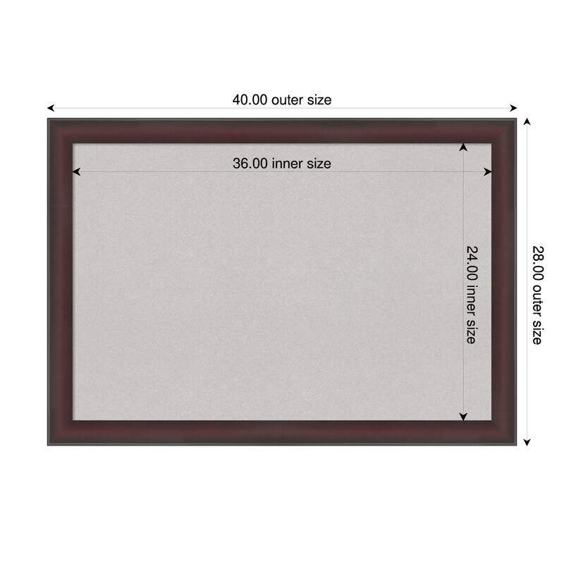 Grand Cherry Narrow Framed Cork Board - Bulletin Board, Organization Board, Pin Board - Grey - 40 x 28 in
