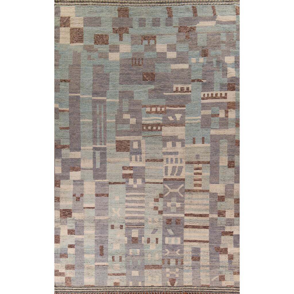 Moroccan Oriental Large Area Rug Hand-Knotted Wool Carpet - 9'8" x 14'11"