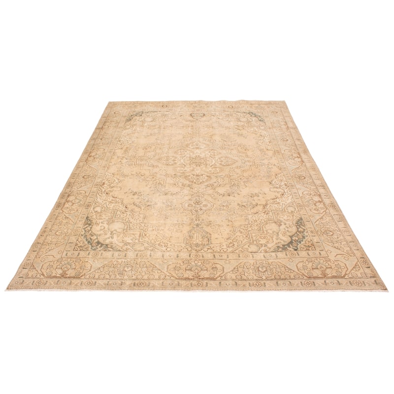 ECARPETGALLERY Hand-knotted Antalya Vintage Khaki Wool Rug - 9'8 x 12'8