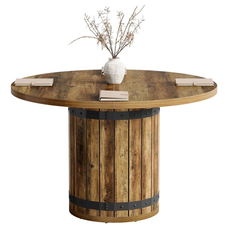 39.37-Inch Round Conference Table, Farmhouse Meeting Room Table
