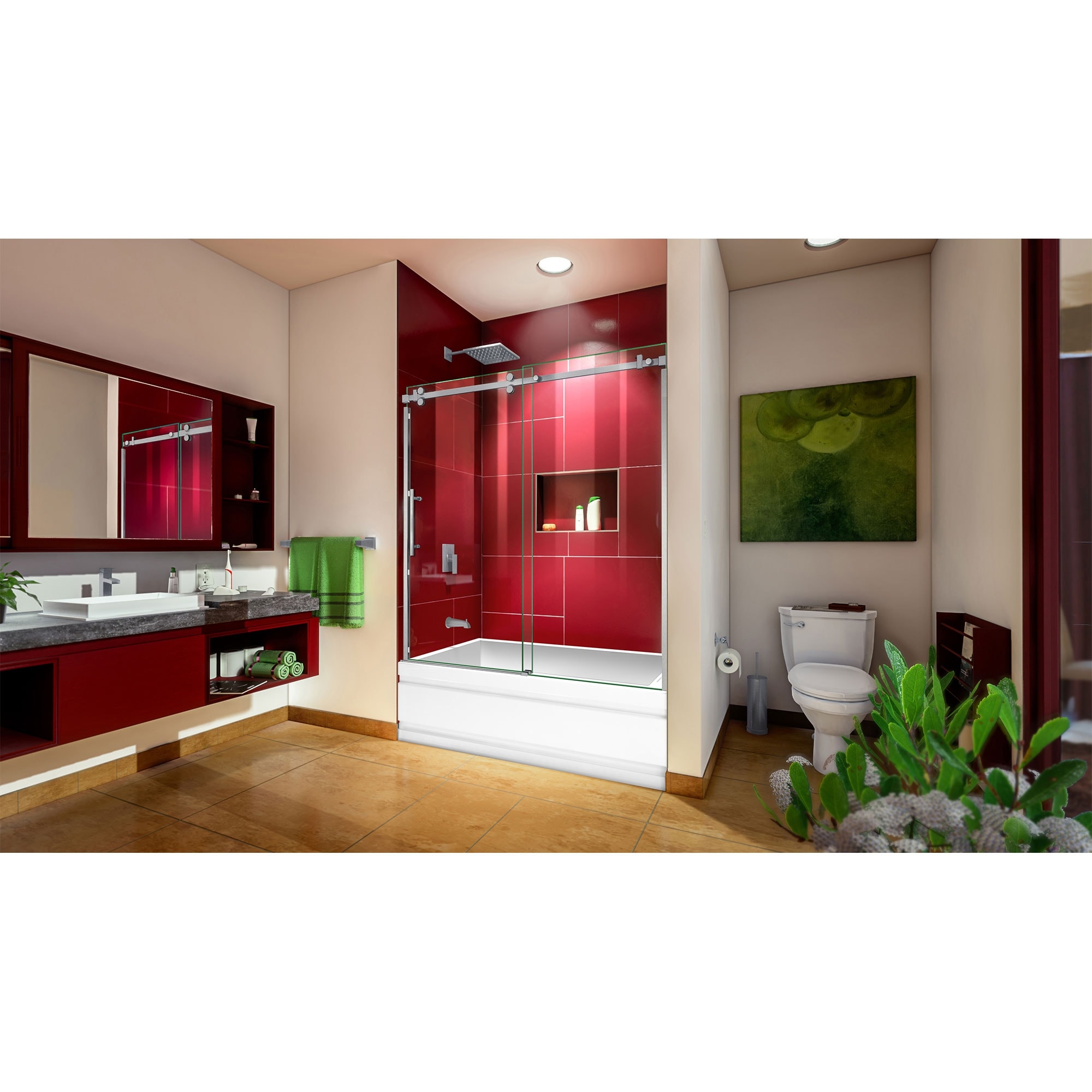 DreamLine Enigma Sky 56-60 in. W x 62 in. H Frameless Sliding Tub
