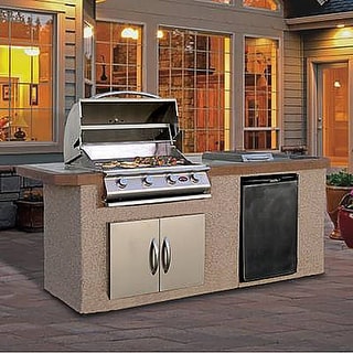 Stone Veneer Stainless Steel 7 ft 4 Burner Grill Island ...