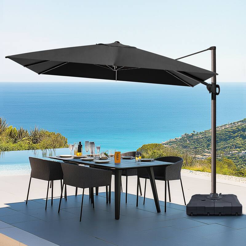 Outdoor Patio 9 FT x 11.5 FT Cantilever-Offset Umbrella with Wheel Base