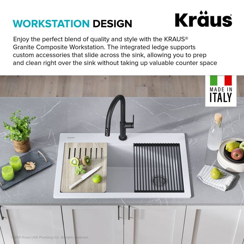 Kraus KGTW1-33-100-75MB Bellucci 33" Drop In Single Basin Granite