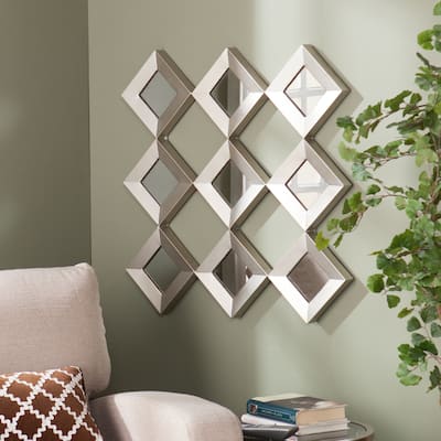 Silver Orchid Olivia Mirrored Squares Wall Sculpture - Antique Silver