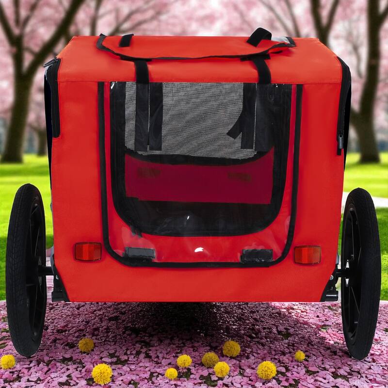 Heavy Duty Foldable Pet Bike Trailer - Dog & Cargo Carrier with 16-Inch All-Terrain Wheels and Universal Hitch
