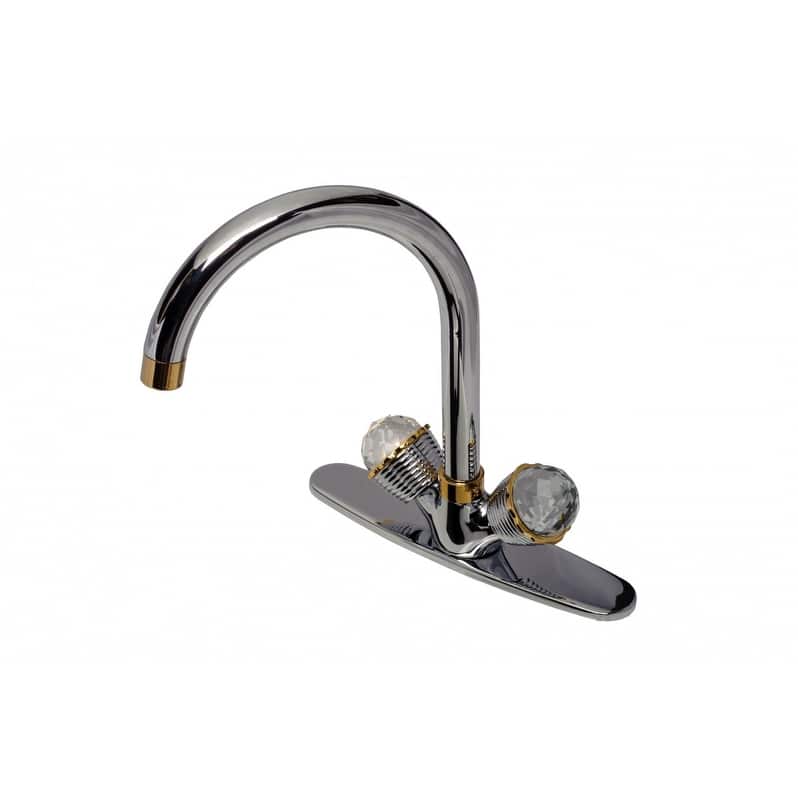 Bathroom Faucet Chrome 10 7/8" H 2 Handles Centerset Renovators Supply