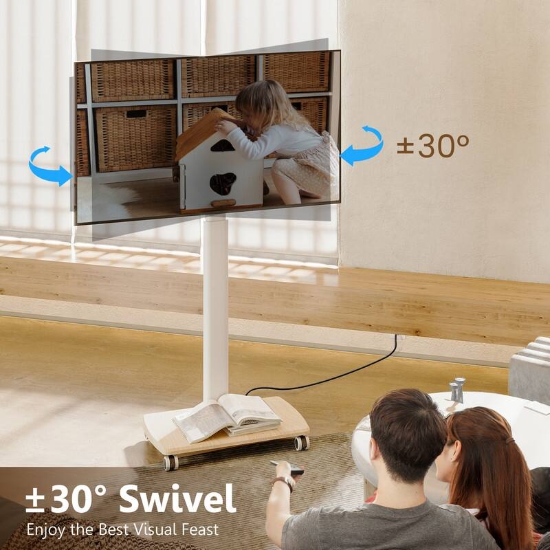 FITUEYES Rolling TV Stand with Power Strip for 32 - 65 Inch TVs