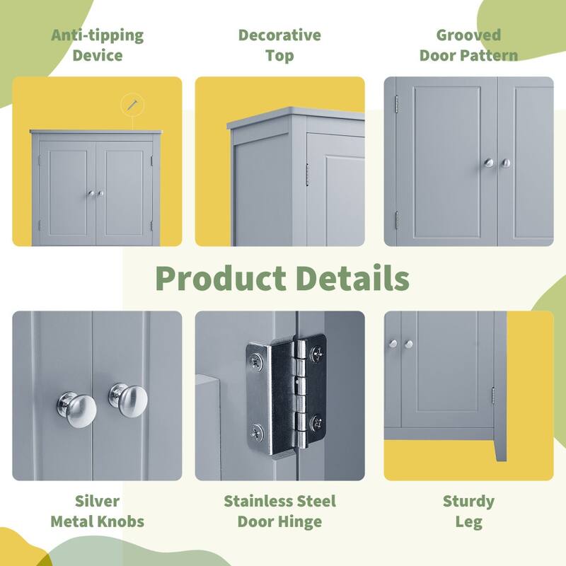 23.6 in. W x 43.3 in. H MDF Freestanding Linen Cabinet with Adjustable Shelves