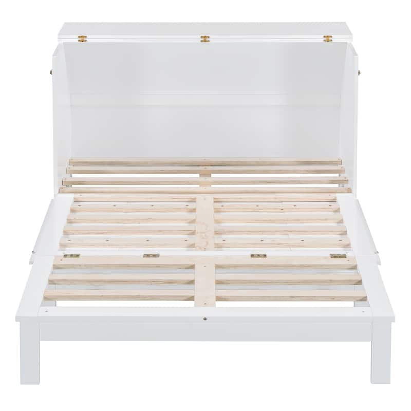 Full Size Murphy Bed with Drawers, USB Ports, and Charging Sockets - Modern Space-Saving Wall Bed with Smooth Pulley Design