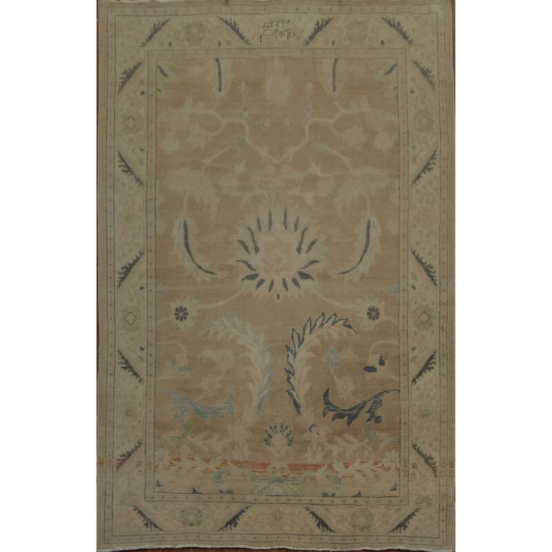 Hand Knotted Oriental 100% Wool Carpet Traditional Floral Brown Ziegler Area Rug - 9' 9'' X 6' 4''