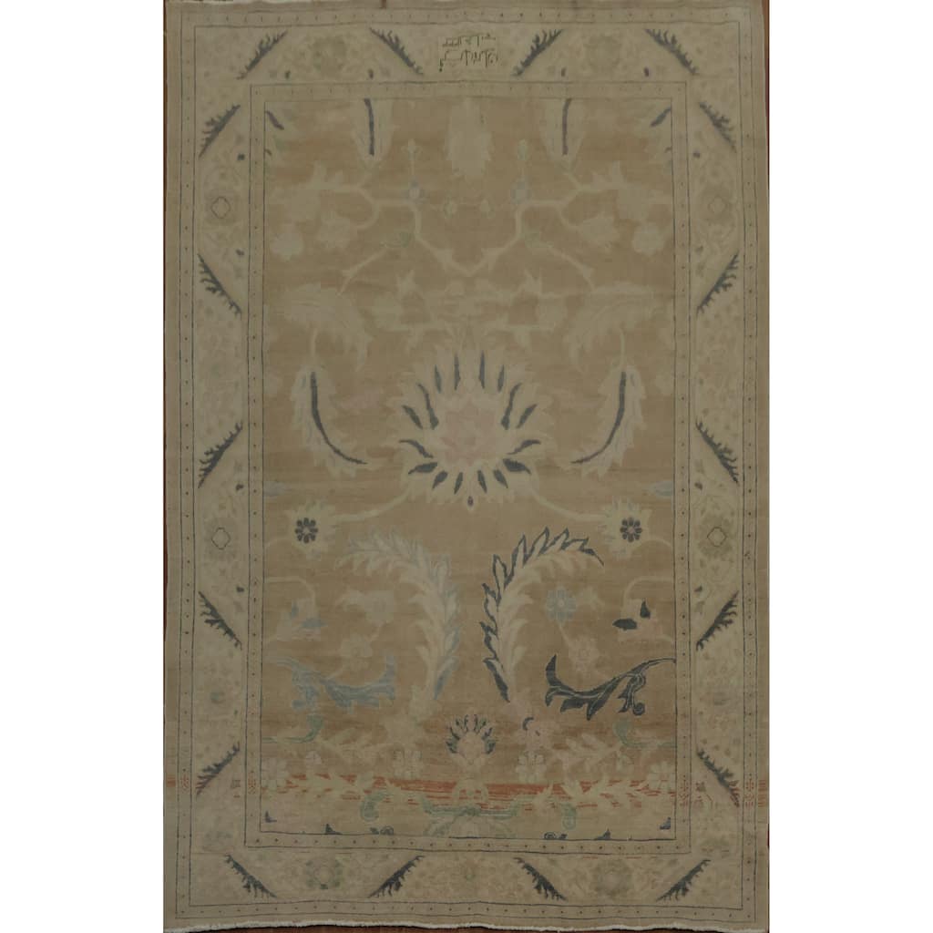 Hand Knotted Oriental 100% Wool Carpet Traditional Floral Brown Ziegler Area Rug - 9' 9'' X 6' 4''