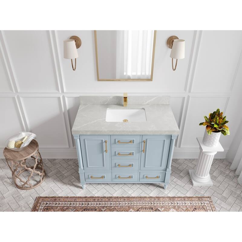 Willow Collections 42 in. W x 22 in. D Aberdeen Single Bowl Sink Bathroom Vanity in Pewter Green with Countertop