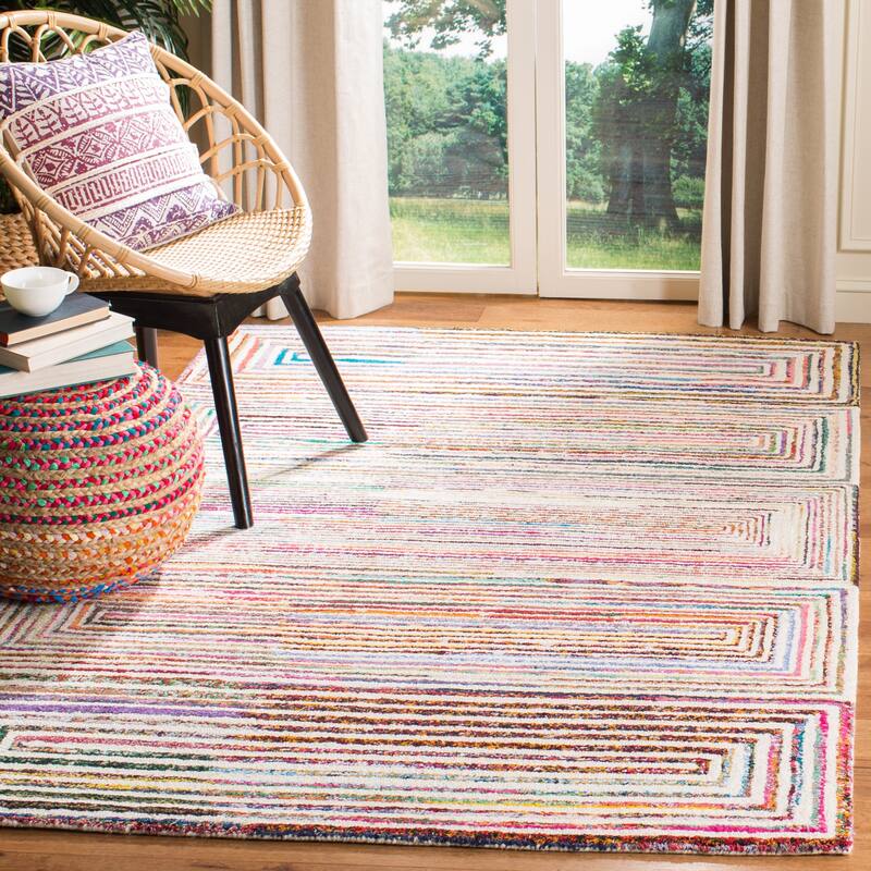 SAFAVIEH Handmade Nantucket Wibke Contemporary Cotton Rug - 5' x 8' - Ivory