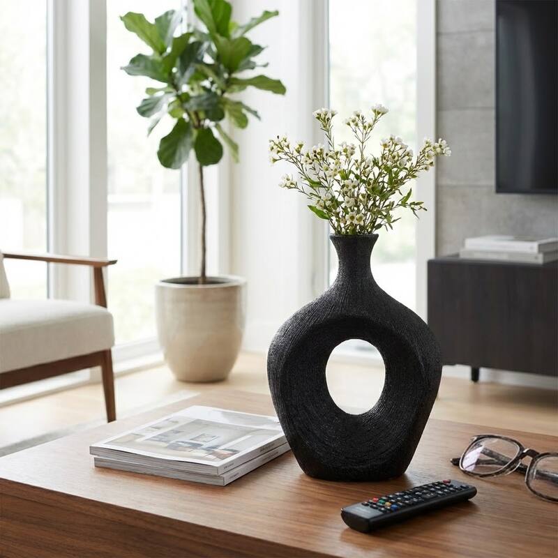 Modern Oval Ceramic Table Vase Cut-Out Design