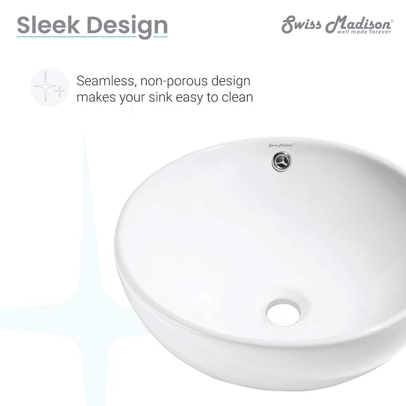Swiss Madison Sublime® Round Ceramic Bathroom Vessel Sink Bowl