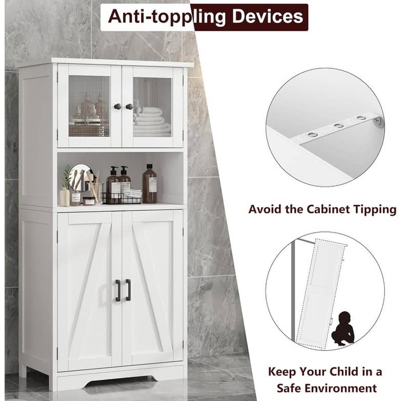 Bathroom Cabinet, Storage Cabinet with Adjustable Shelves