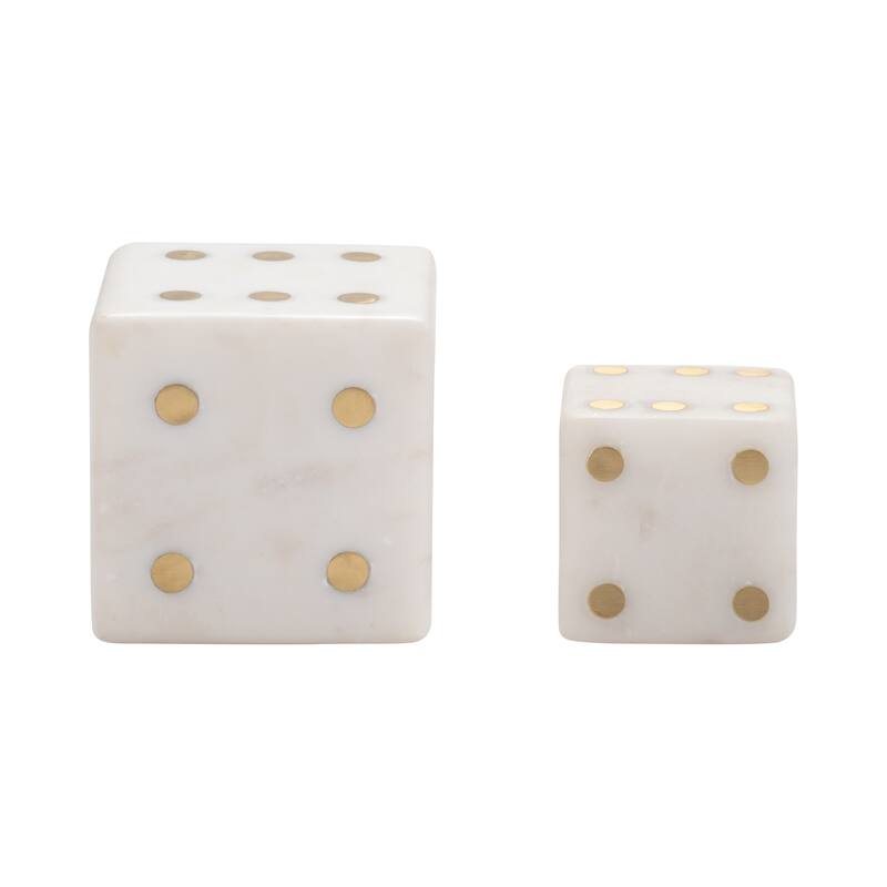 Sagebrook Home Luxury Marble and Steel Dice - Exclusive Home Decor Games for Sophisticated Fun, Set of 2 - 4" x 4" x 4"