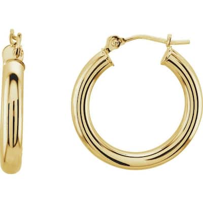 Curata 14k Yellow Gold 20mm Polished Tube Hoop Earring