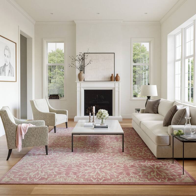 Nourison Jubilant Floral Medallion Area Rug - 6' x 9' - Pink