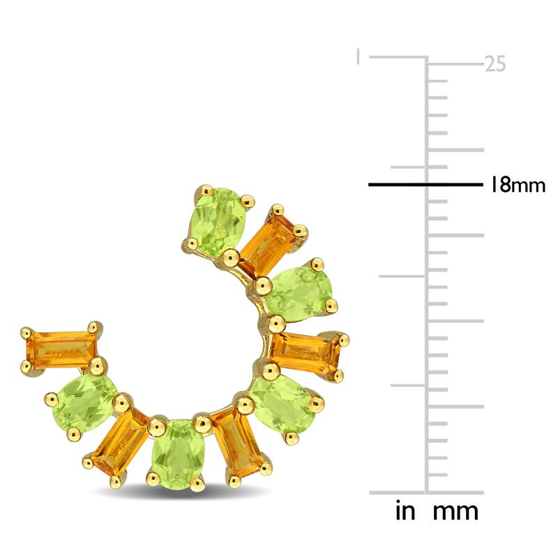 Miadora Multi-Gem Curved Stud Earrings Sterling Silver