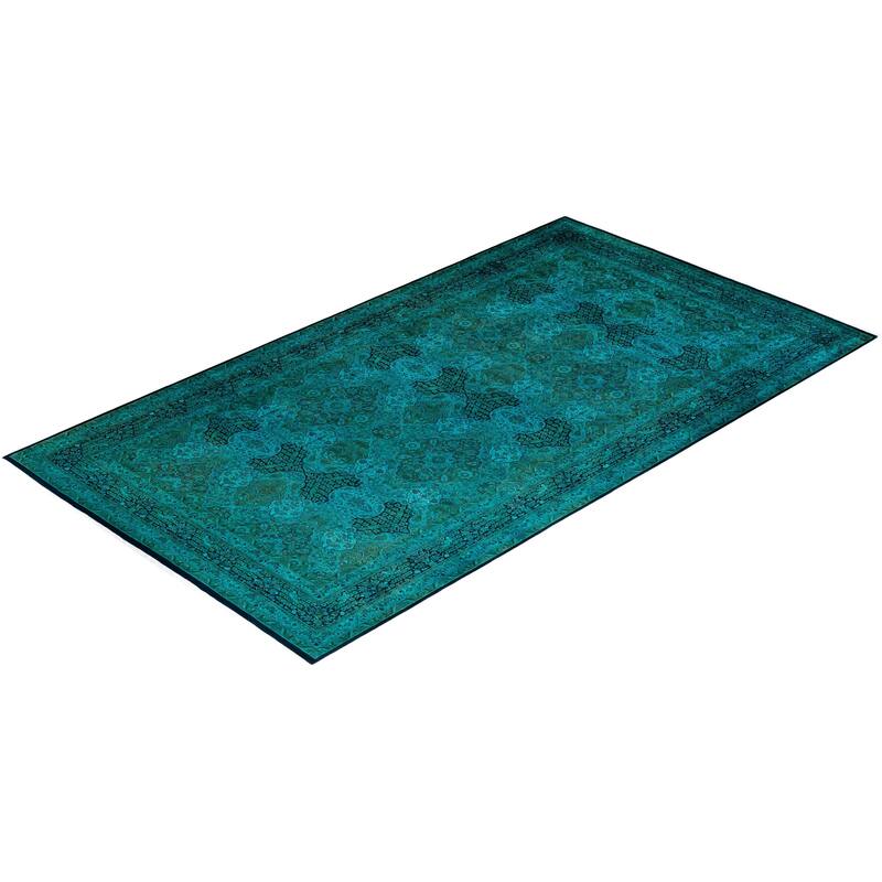Overdyed, One-of-a-Kind Hand-Knotted Area Rug - Blue - 9' 3" x 16' 0"