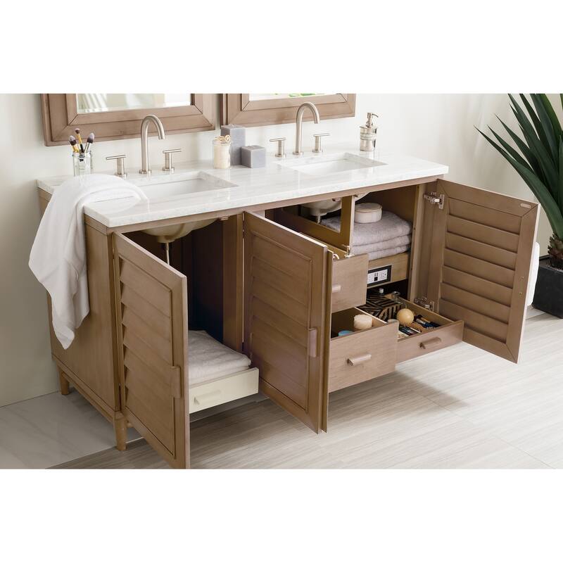 James Martin Vanities Portland 60" Double Vanity, Whitewashed Walnut