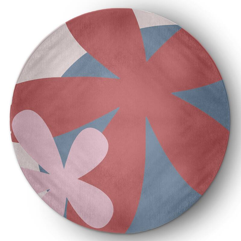Bold Flowers Modern & Contemporary Chenille Area Rug - Bright Mauve Pink - 5' Round