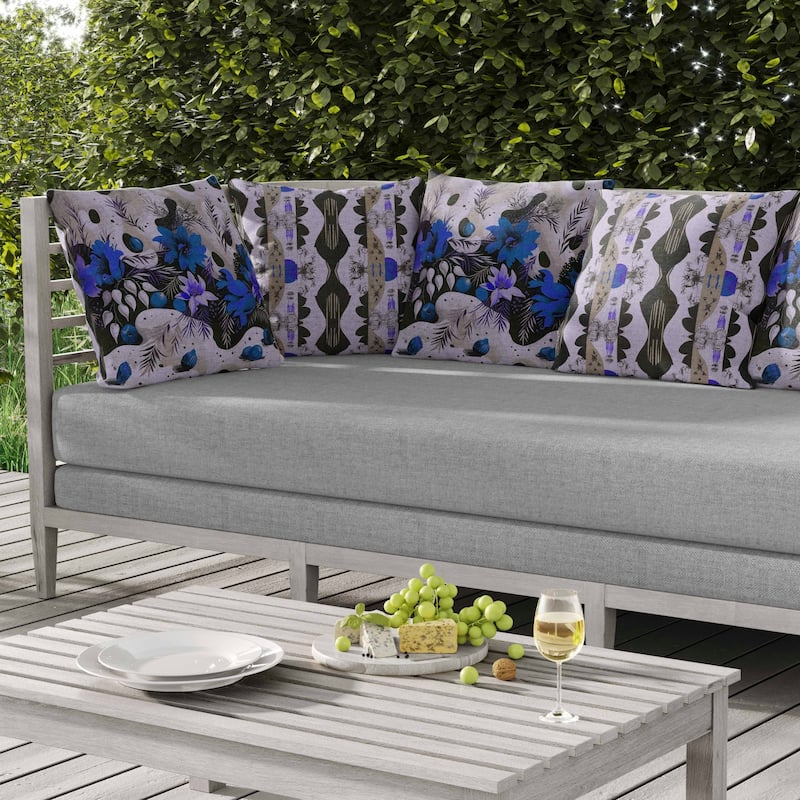 Charming Chronicles Indoor/Outdoor Reversible Throw Pillow Blue and Black