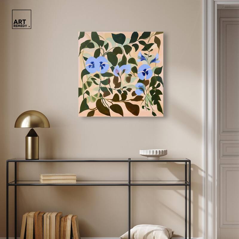 Naive Blue Flowers Canvas by Art Remedy, Gallery Wrapped