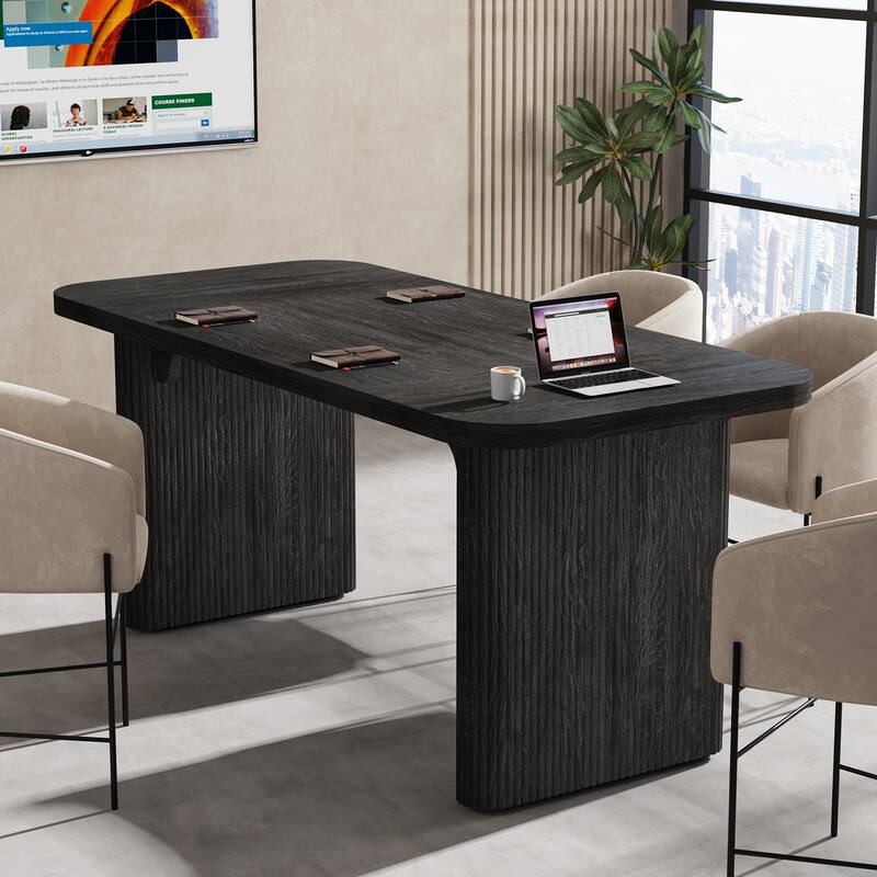 Japanese 62-Inch 5FT Rectangular Conference Meeting Seminar Table - Black