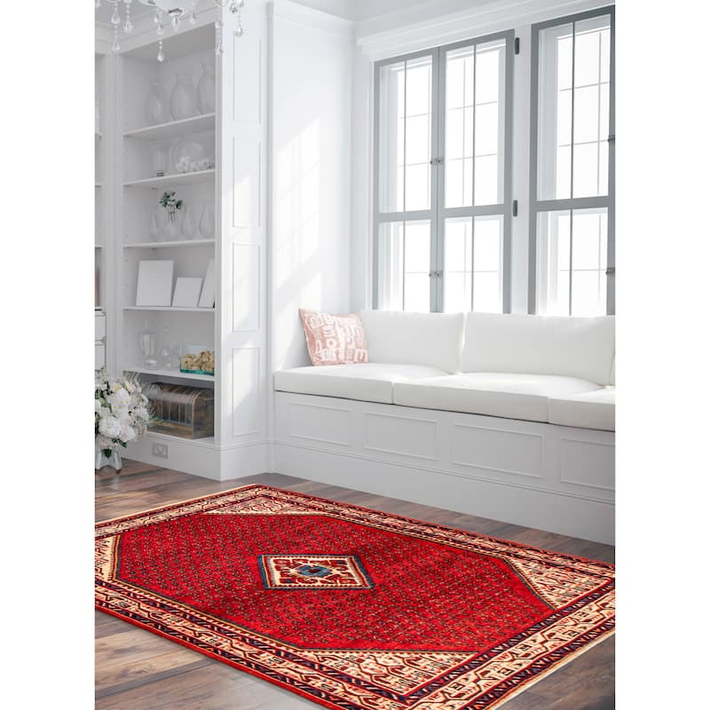 ECARPETGALLERY Hand-knotted Andelz Red Wool Rug - 4'6 x 6'8