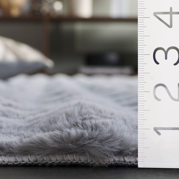 dimension image slide 3 of 4, SAFAVIEH Faux Rabbit Bubble Ondine Machine Washable & Slip Resistant Shag Rug