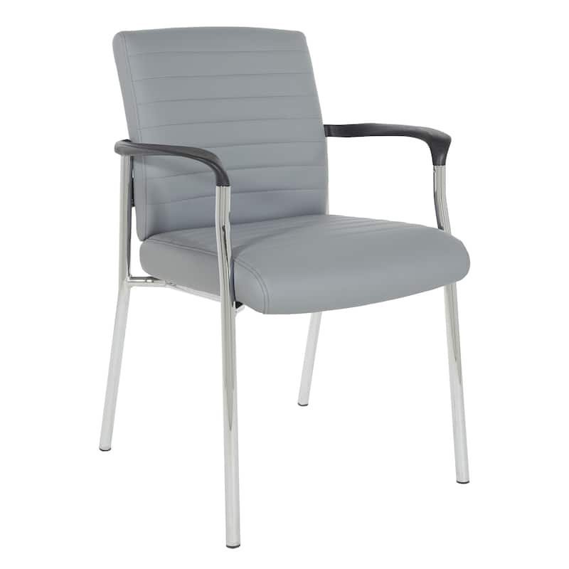 Guest Chair with Faux Leather and Chrome Frame - Charcoal