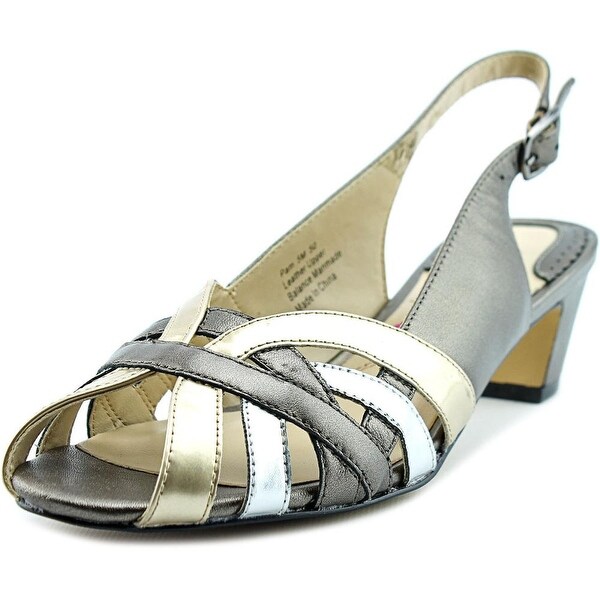 silver slingback peep toe shoes