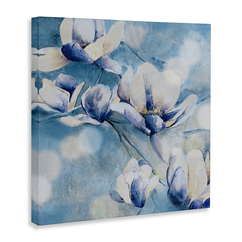 Stupell Blue Flowers & Bokeh Canvas Wall Art Design By Carol Robinson