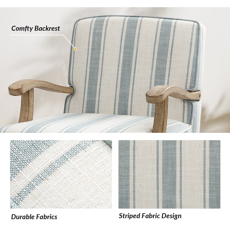 Rinaldo Farmhouse Polyester Armchair with Solid Wood Legs by HULALA HOME