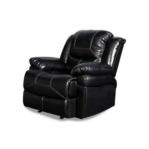 Power Recliner Chair with Stitching Details and Pillow Arms, Black