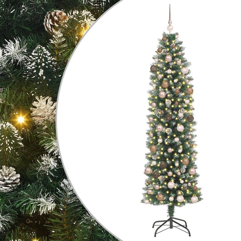 vidaXL Christmas Tree Party Decoration Artificial Slim Tree with Stand PVC