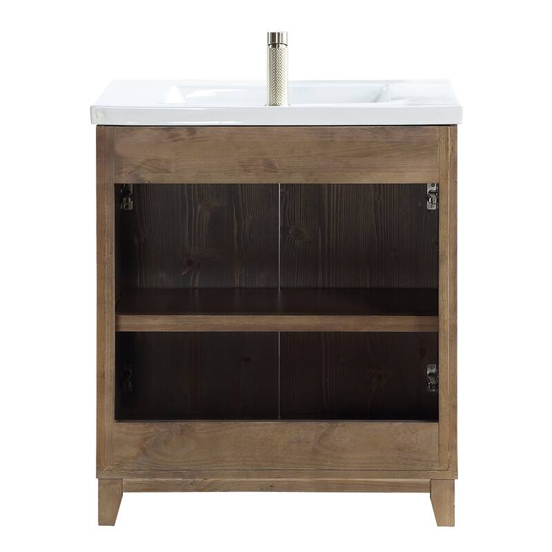 Palos Single Bath Vanity with Ceramic Basin Top without Mirror