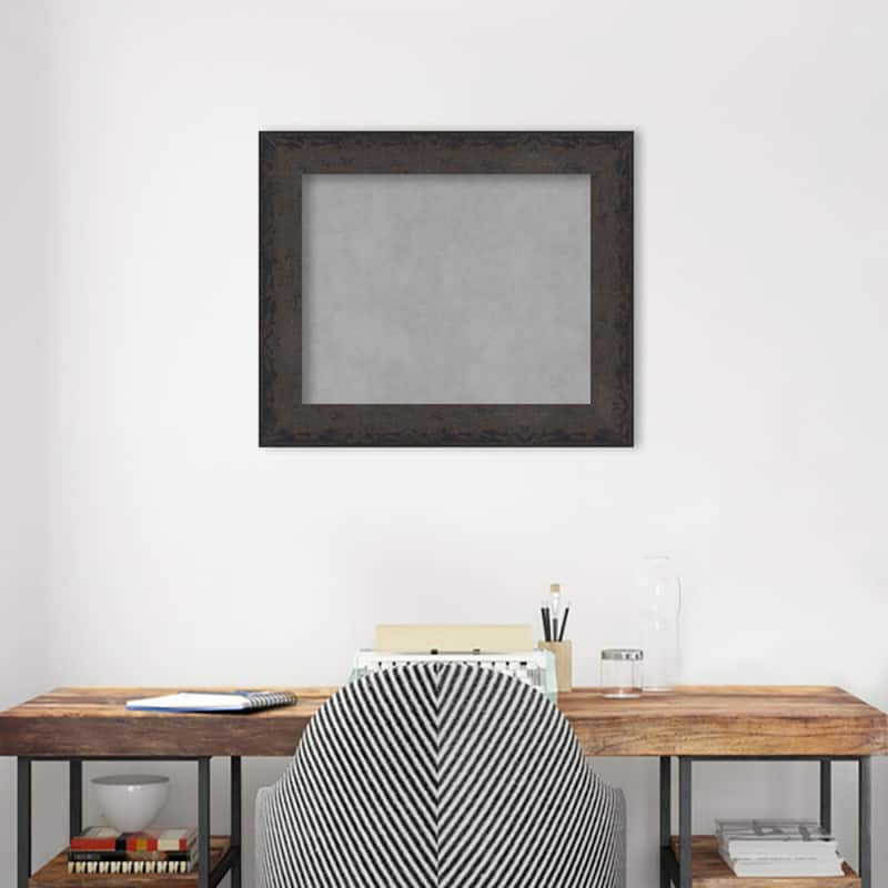 Amanti Art Dappled Black Brown Framed Magnetic Board