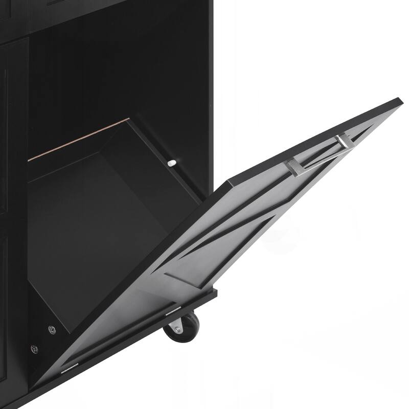 Kitchen Island with Drop Leaf, Kitchen Storage Island with Removable Side Racks, Two Drawers