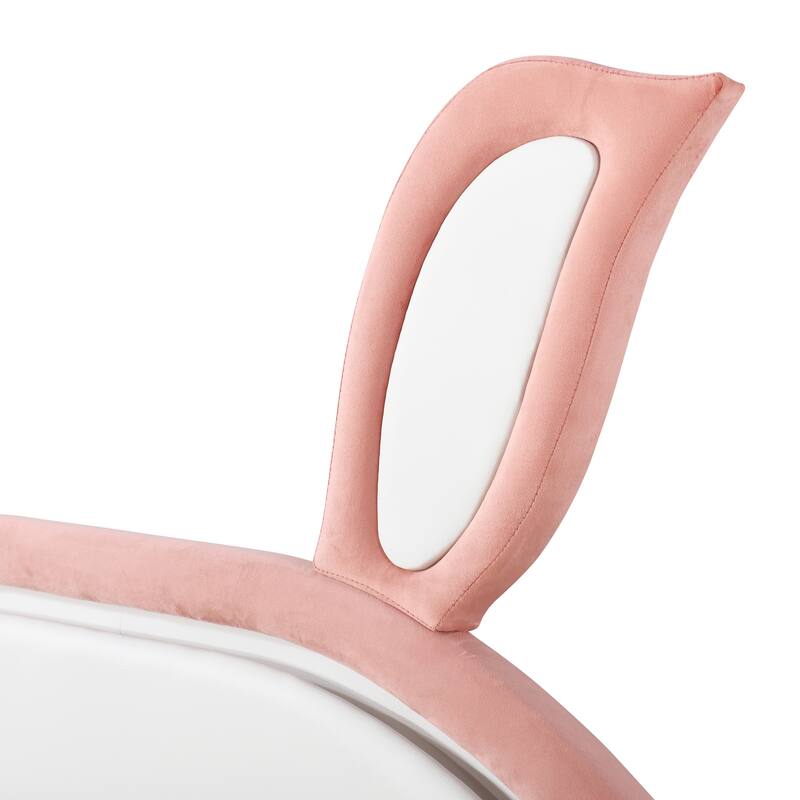 Pink Full Size Upholstered Platform Bed with Rabbit Headboard, Trundle, and Three Drawers