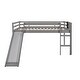 preview thumbnail 10 of 12, Gray Full Pine Loft Bed with Slide, Chalkboard & Stairs - Creative Design